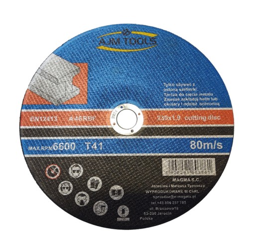 Tarcza do cięcia stali metalu 1 szt. 230 x1,9 tarcze 230mm AJM TOOLS metali