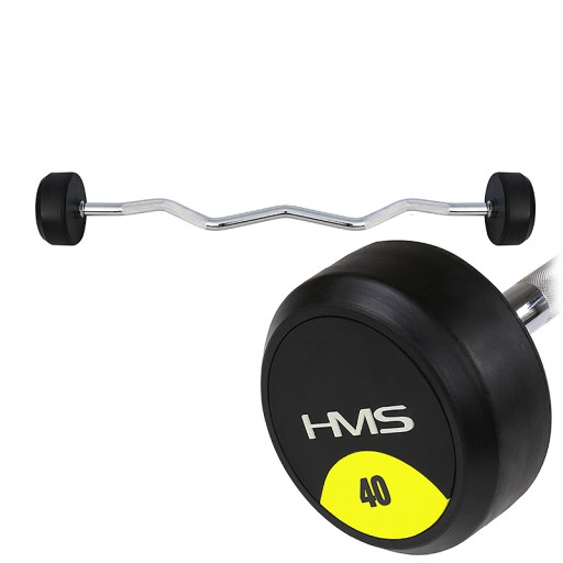 SZTANGA STAŁA ŁAMANA GUMOWA GRYF ŁAMANY 40KG HMS