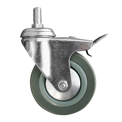 KOŁO OBROTOWE KOŁA KÓŁKO Z HAMULCEM GUMOWE SKRĘTNE 125MM 100KG TRZPIEŃ 12MM