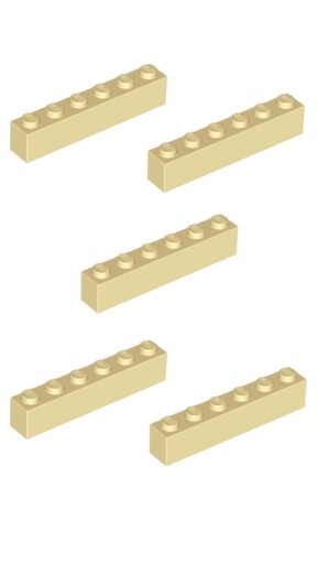 LEGO 5szt. Klocek 1x6 Tan piaskowy 3009 Nowy