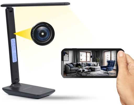 UKRYTA MINI KAMERA SZPIEGOWSKA DYSKRETNA LAMPKA LED WI-FI DŁUGI CZAS PRACY