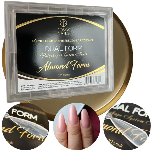 BOSKA Nails Dual Form Górne formy do przedłużania Almond Migdał 120szt SEOL