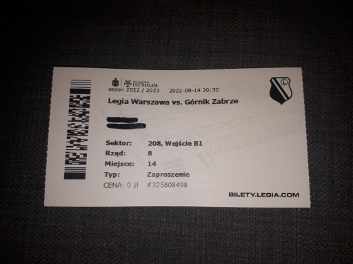 Bilet Legia Warszawa - Górnik Zabrze - 20.08.2022
