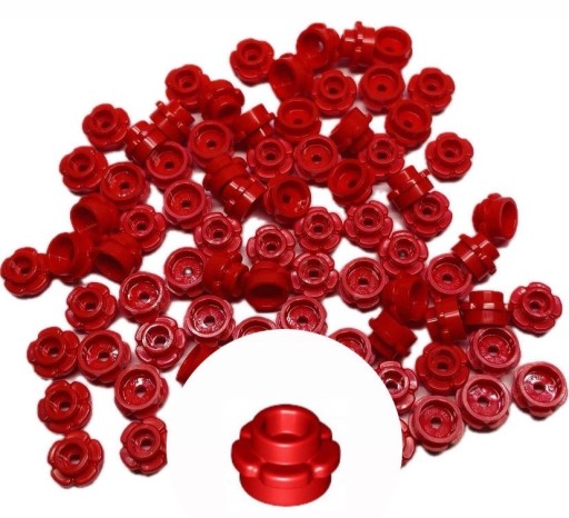 LEGO Roślina 50szt. Kwiatek Kwiatki Kwiaty 1x1 Red Czerwony 24866
