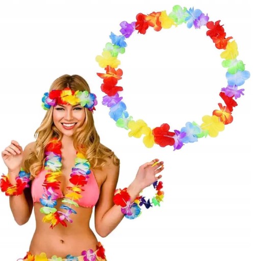 KWIATY HAWAJSKIE ALOHA NASZYJNIK HAWAJSKI IMPREZA AKCESORIA NA PANIEŃSKI