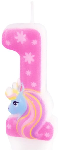 ŚWIECZKA NA TORT urodzinowa CYRFA 1 jednorożec UNICORN