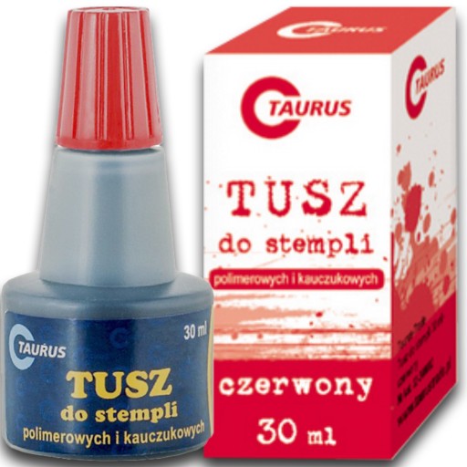 TUSZ DO STEMPLI PIECZĄTEK 30 ML CZERWONY TAURUS