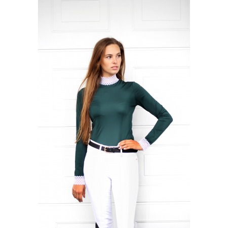 KOSZULA KONKURSOWA GLAM Z DŁUGIM RĘKAWEM W KOLORZE IMPERIAL EMERALD r.44