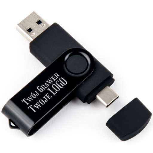 Pendrive 64 GB 3.0 USB-C TYP C CZARNY + GRAWER TWOJE LOGO GADŻET DLA FIRMY