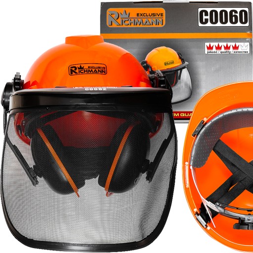 ZESTAW do KOSZENIA TRAWY KASK + OSŁONA + NAUSZNIKI