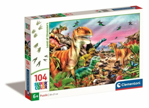 Dziecięce PUZLE PUZZLE do Składania UKŁADANKI 104el Super Kraina Dinozaurów