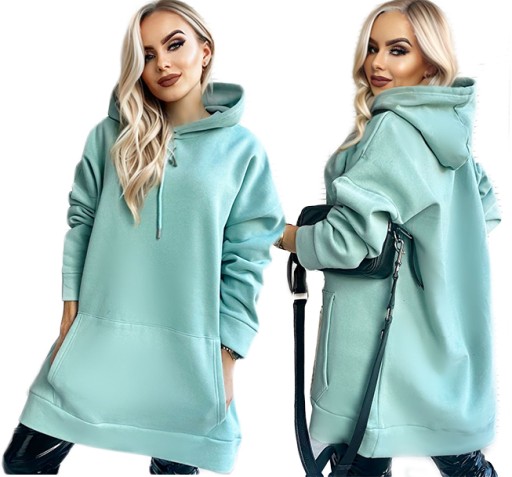 Gruba ciepła BLUZA DAMSKA oversize kangurka kaptur