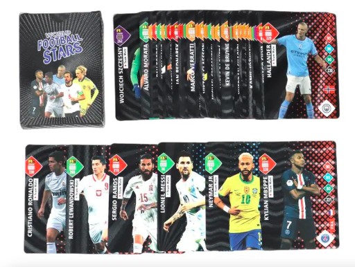 KARTY PIŁKARSKIE X55 CZARNE Z PIŁKARZAMI UNIKATOWE BLACK SERIES LEWANDOWSKI