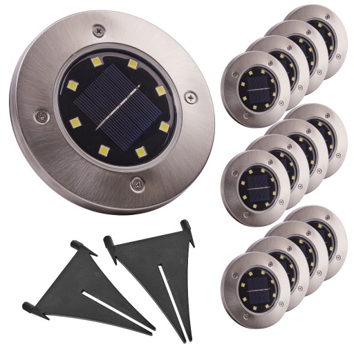 Lampa Najazdowa Lampa Solarna Ogrodowa Gruntowa Najazdy LED 12 Sztuk