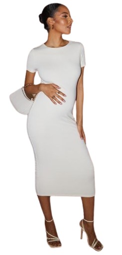 PRETTYLITTLETHING SUKIENKA CIĄŻOWA ECRU 44 1EJE