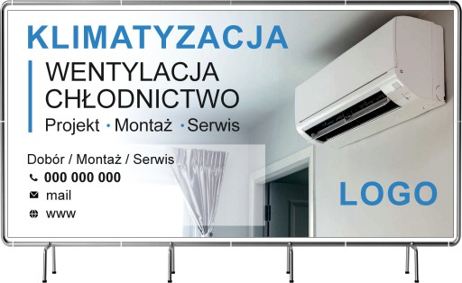 BANER REKLAMOWY 130x80cm KLIMATYZACJA WENTYLACJA projekt gratis RÓŻNE WZORY