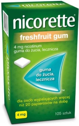 Nicorette FreshFruit Gum 4mg GŁÓD NIKOTYNOWY 105