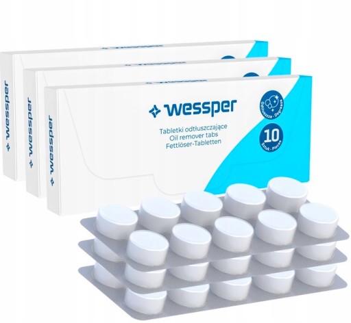 3x10 UNIWERSALNE Tabletki czyszczące do ekspresu Wessper Clean Oil 10x 2g