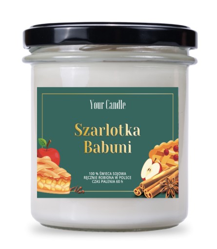 ŚWIECA SOJOWA ZAPACHOWA SZARLOTKA BABUNI 300 ml - YOUR CANDLE