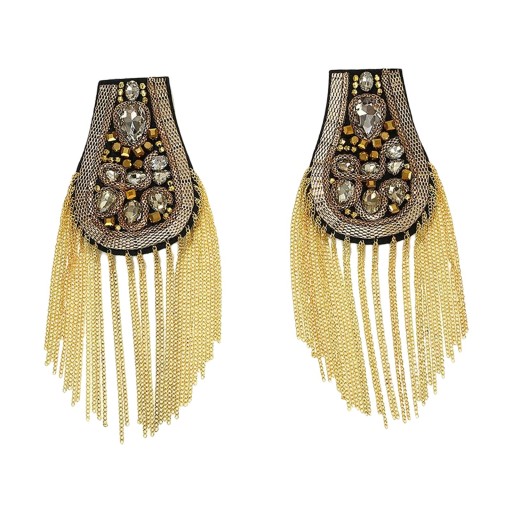 Tassel Link Chain Epolet Rhinestones Uniform