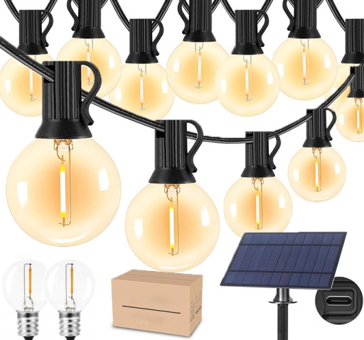GIRLANDA SOLARNA LAMPKI OGRODOWE 50LED ŻARÓWKA