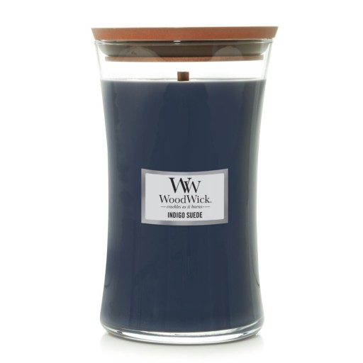 Świeca tradycyjna sojowa INDIGO SUEDE Woodwick 610g