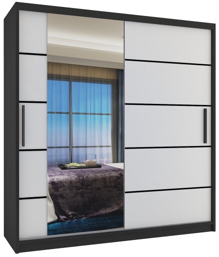 Szafa przesuwna PREMIUM z lustrem SZUFLADY 158 cm