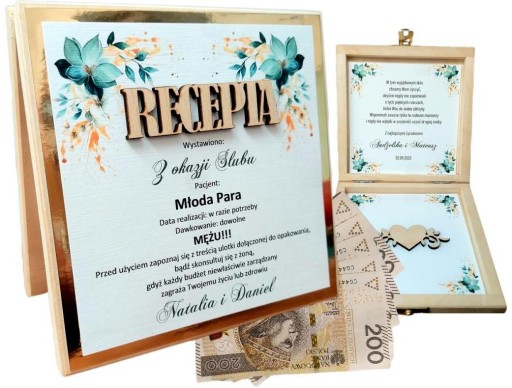 RECEPTA NA ŚLUB pudełeczko na gotówkę * PREZENT *