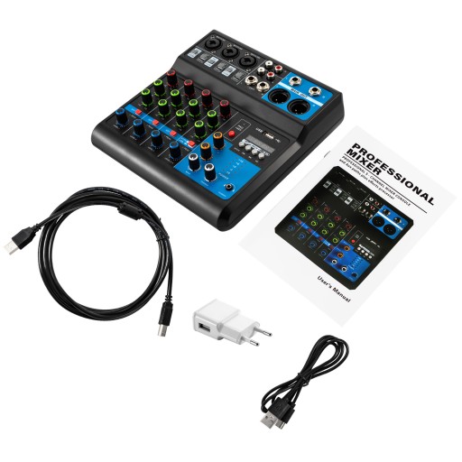 Mikser 5-kanałów audio DJ mixer konsola kart dźwiękowych 48V z Bluetooth
