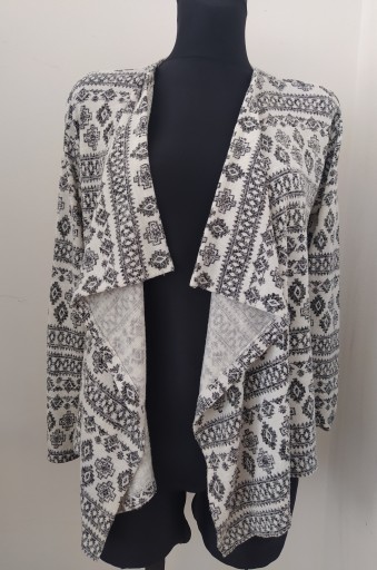 H&M 11-12 lat 146-152 cm sweter kardigan narzutka biało-szary wzór aztecki