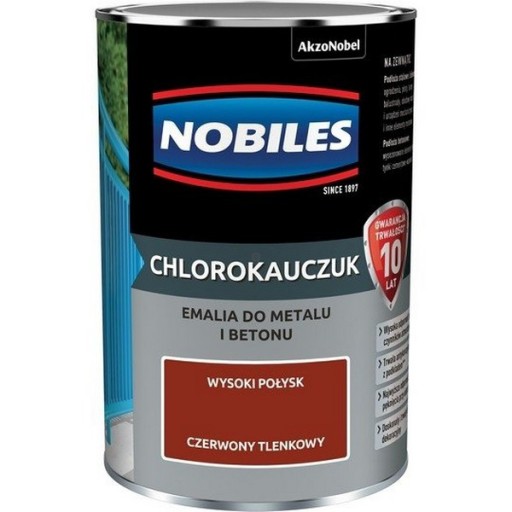 Chlorokauczuk 0,9L CZERWONY TLENKOWY Nobiles farba metalu betonu emalia