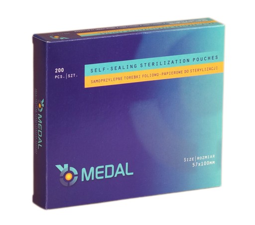 TOREBKI DO STERYLIZACJI MEDAL 57x100mm PAPIEROWO-FOLIOWE 200 sztuk