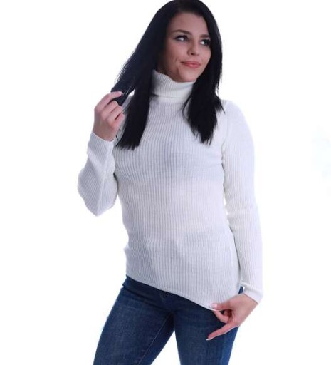 Modny DOPASOWANY GOLF DAMSKI SWETER bluzka ECRU UB504