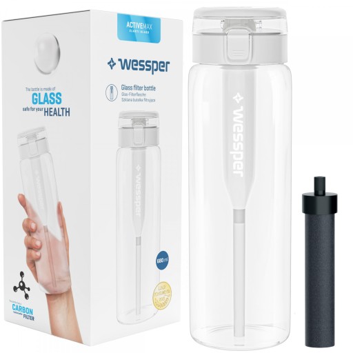 Butelka filtrująca Wessper ActiveMax Clarti 0,68l przezroczysta + 1x Filtr