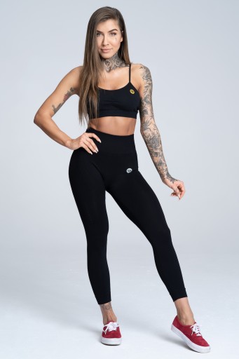 LEGINSY GYM GLAMOUR BEZSZWOWE CZARNE XS
