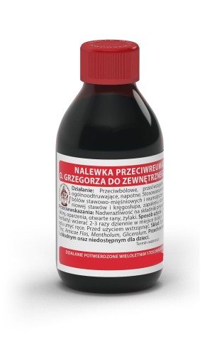 Przeciwreumatyczna nalewka Ojca Grzegorza stawy, kręgosłup, dna moczanowa