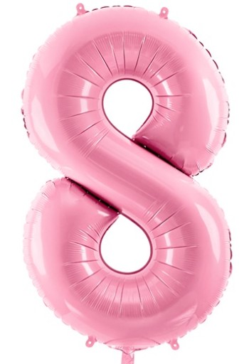 BALON FOLIOWY NA HEL CYFRA 8 RÓŻOWY DUŻY 86CM