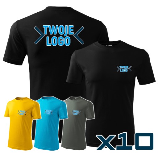 10x koszulka Malfini z własnym nadrukiem logo teks