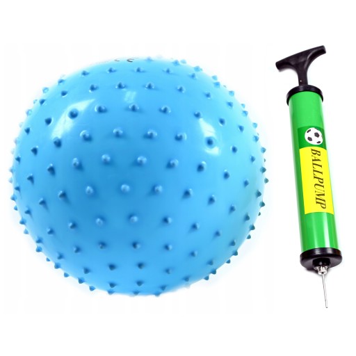GUMOWA PIŁKA Z KOLCAMI JEŻYK DLA DZIECI SZKOLNA 23CM RÓŻNE KOLORY + POMPKA