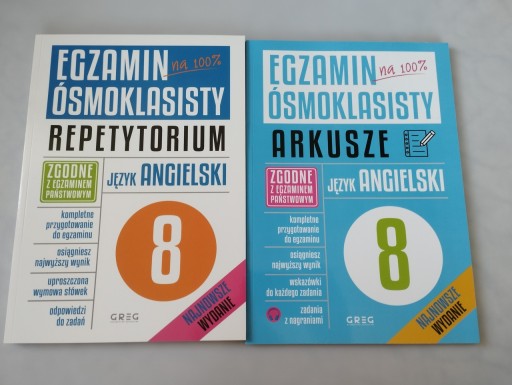 Egzamin ósmoklasisty + ARKUSZE Język angielski x2