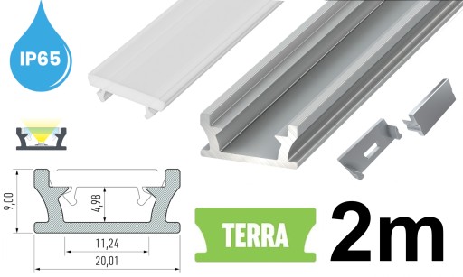PROFIL LED WODOODPORNY IP65 TERRA SREBRNY ZESTAW
