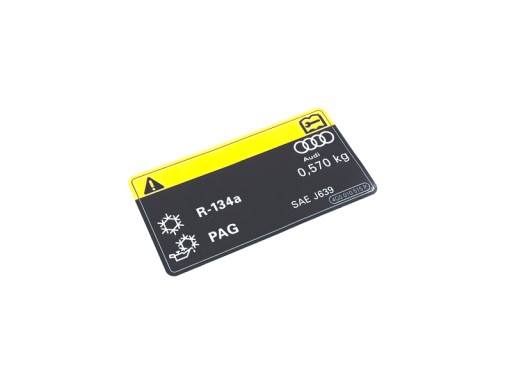Naklejka Czynnika Klimatyzacji R-134a 570g Audi OE