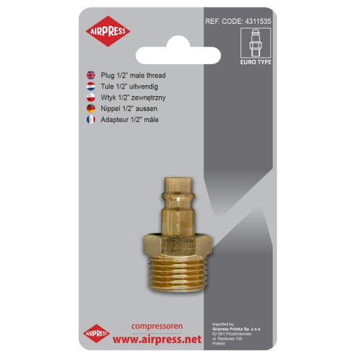 WTYK Z GWINTEM ZEWNĘTRZNYM 1/2'' AIRPRESS 4311535