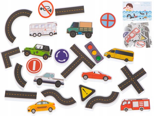 ZABAWKA do KĄPIELI Puzzle piankowe do WANNY ULICA AUTKA układanka zabawka