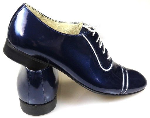 GRANATOWE LAKIERKI MĘSKIE BUTY ŚLUBNE T22 R. 43