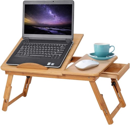STOLIK pod LAPTOPA do ŁÓŻKA KOMPUTER PODSTAWKA PÓŁKA DREWNIANY REGULOWANY