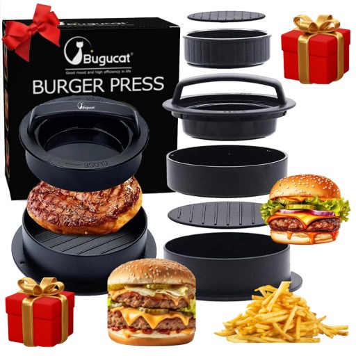 NIEPRZYWIERAJĄCA PRASA DO BURGERÓW HAMBURGERÓW PARTY 3 w 1 FORMA + PAPIER