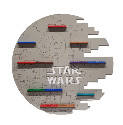 Półka na klocki szara STAR WARS STATEK GWIAZDA ŚMIERCI na ludziki figurki