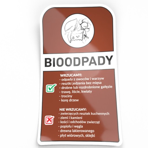 Naklejka etykieta samoprzylepna na kosz pojemnik śmieci BIO odpady 30 cm