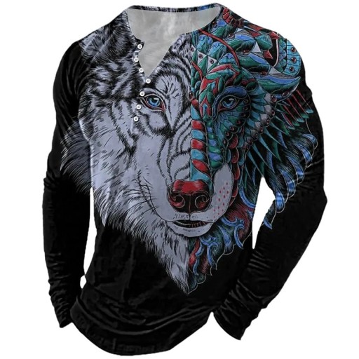 Człowiek KOSZULKA Z DŁUGIM RĘKAWEM Moda,4XL